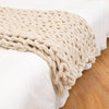 Chunky Beige Chenille Knitted Blanket