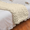 Chunky White Chenille Knitted Blanket