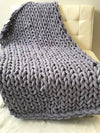 Chunky Gray Chenille Knitted Blanket