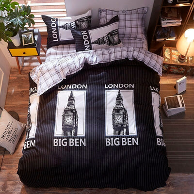 London Black And White Bedding Set