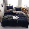 Dark Blue and Gray Reversible Bedding Set