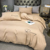 Plain Bedding Set with Light Brown Embroidered Script