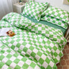 White And Green Checkered Bedding Set