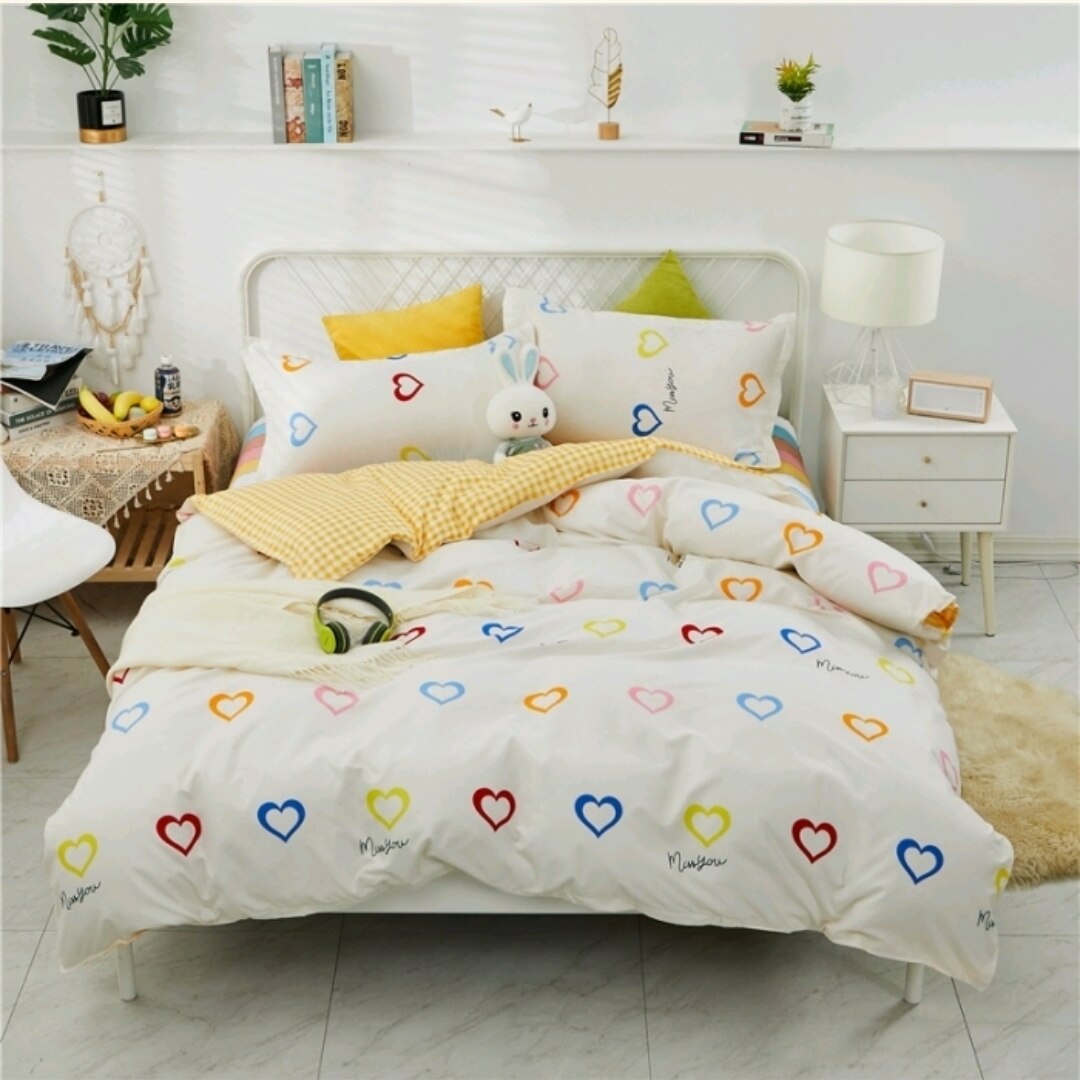 Multicolored Heart Scandinavian Bedding Set