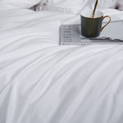 White 100% Cotton Plain Bedding Set