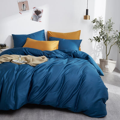 100% Cotton Plain Bedding Set Duck Blue