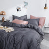 100% Cotton Plain Bedding Set Dark Gray