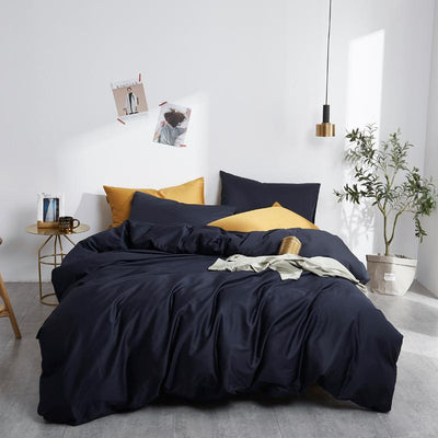 100% Cotton Plain Bedding Set Black