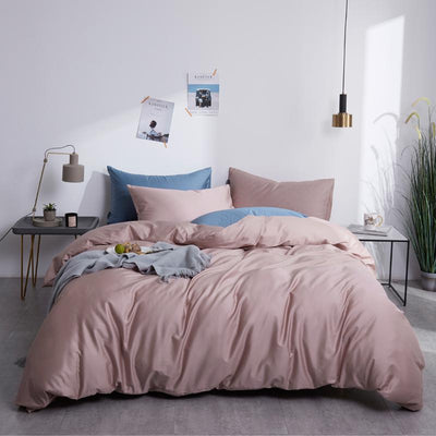 100% Cotton Plain Bedding Set Powder Pink