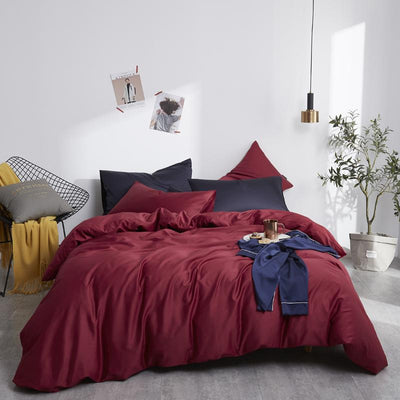 100% Cotton Plain Bedding Set Red