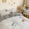 White And Gray Plaid Bedding Set