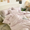 White And Purple Plaid Bedding Set