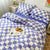 Blue And White Plaid Bedding Set