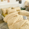 Yellow And White Plaid Bedding Set