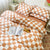 Brown And White Plaid Bedding Set