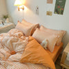 Orange And White Plaid Bedding Set