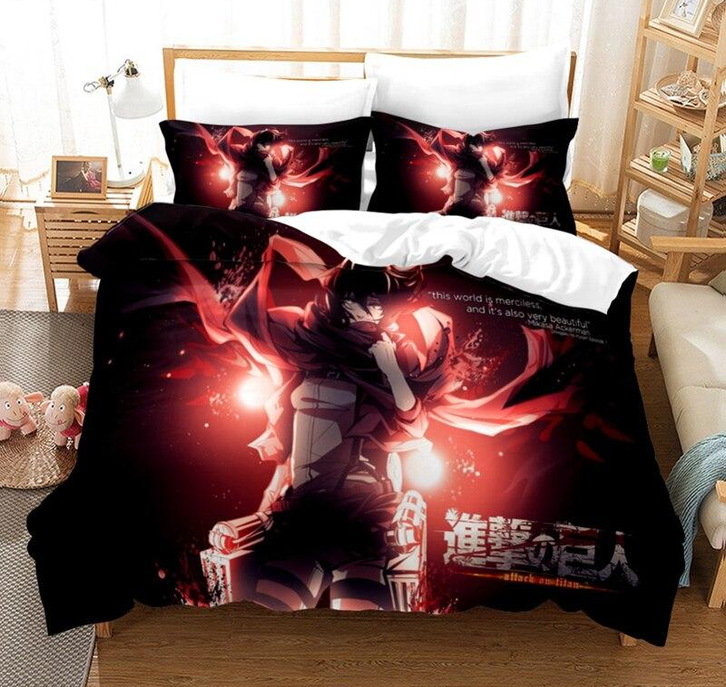 Attack On Titan Black And Red Duvet Cover