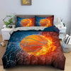 Water And Fire Basketball Ball Duvet Cover