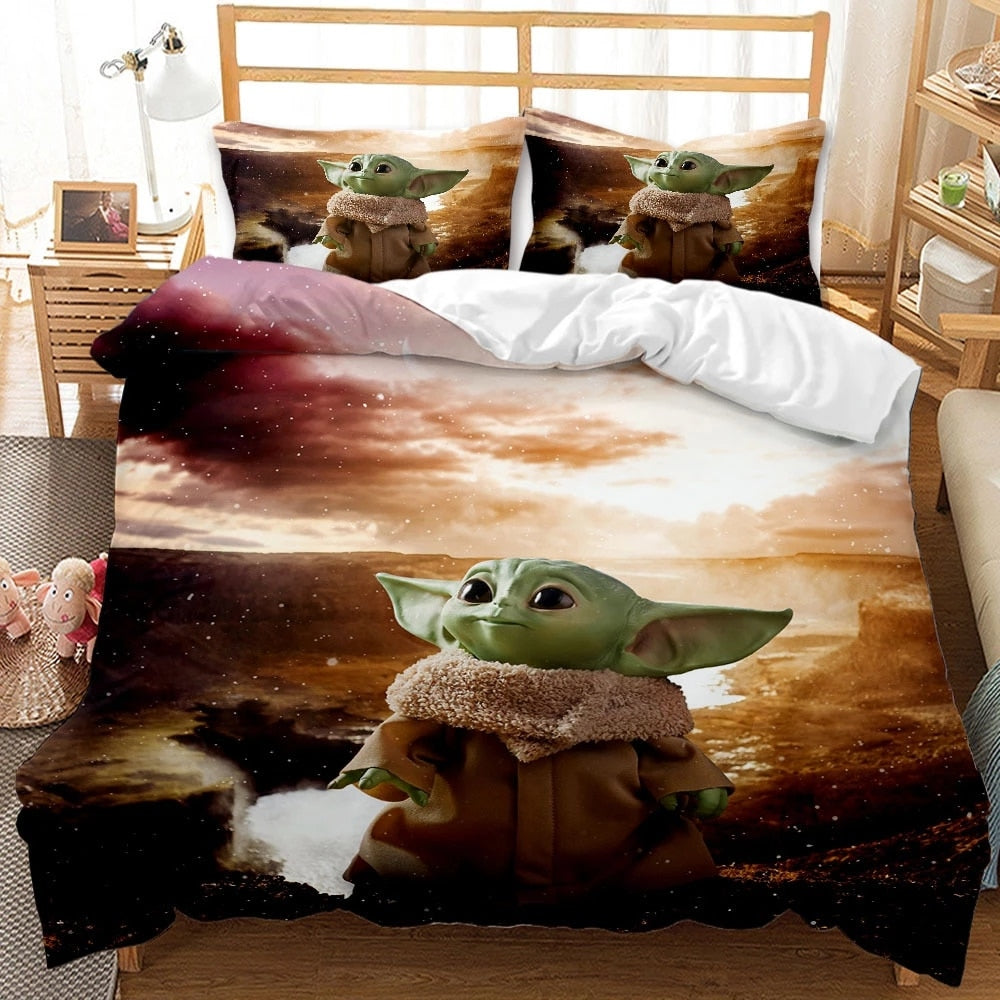 Baby Yoda Admires The Sky Duvet Cover