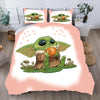 Baby Yoda Pink And White Duvet Cover