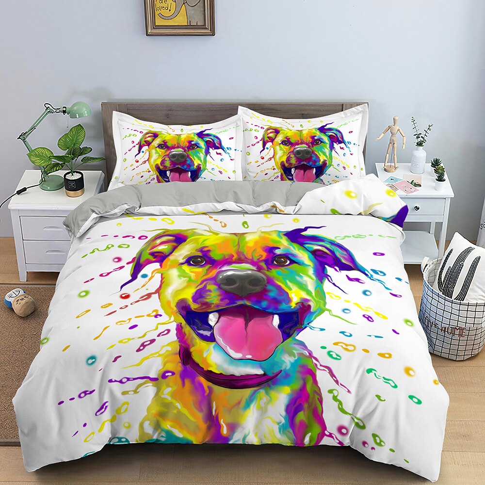 American Staff Multicolored White Duvet Cover