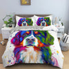 White Duvet Cover Bernese Mountain Dog Multicolored