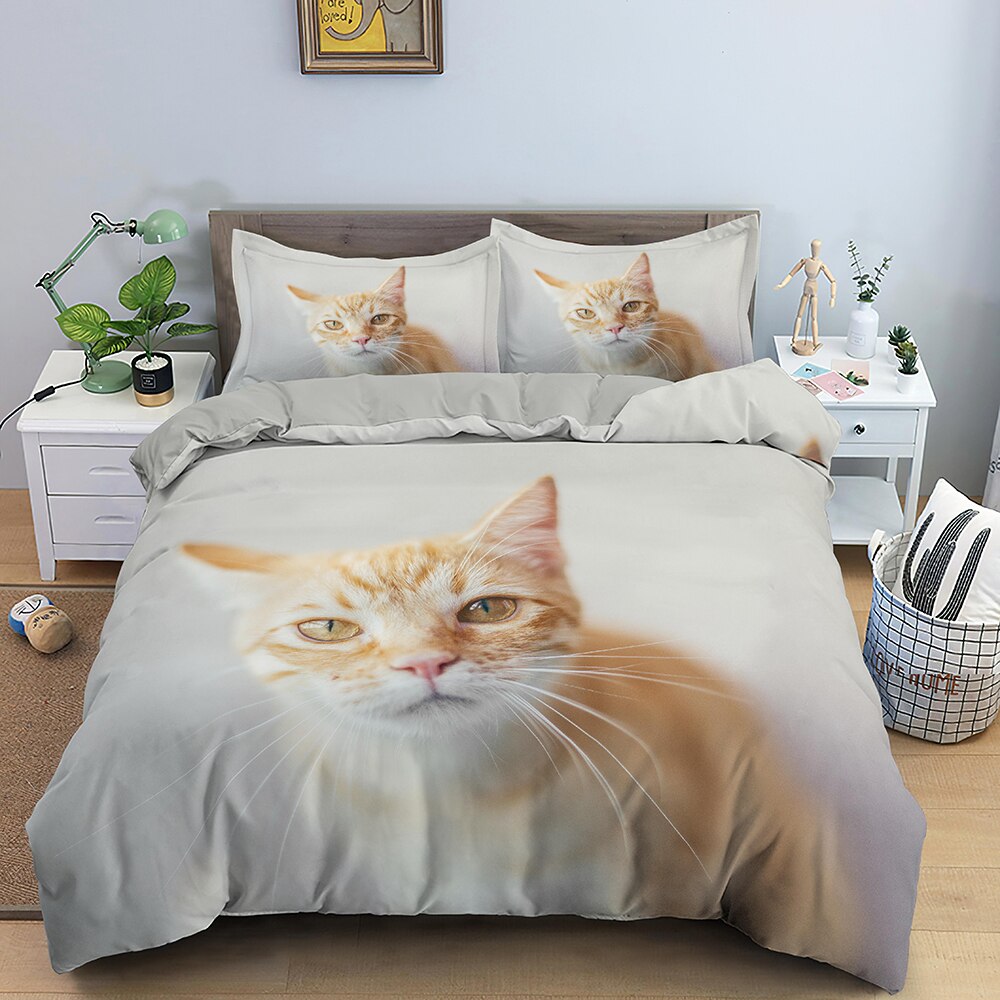 Cat White Duvet Cover