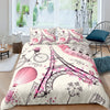 Paris White And Pink Duvet Cover