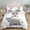 Husky And Chartreux White Duvet Cover