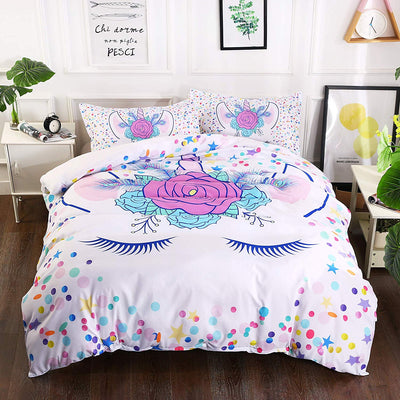 Sleeping Unicorn White Duvet Cover