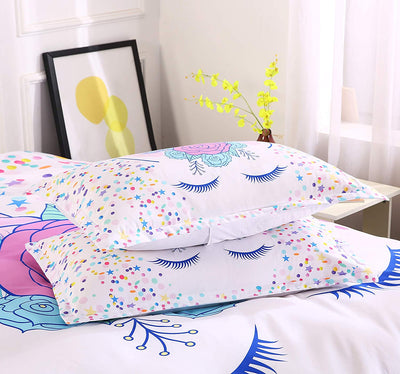 Sleeping Unicorn White Duvet Cover
