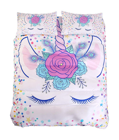 Sleeping Unicorn White Duvet Cover