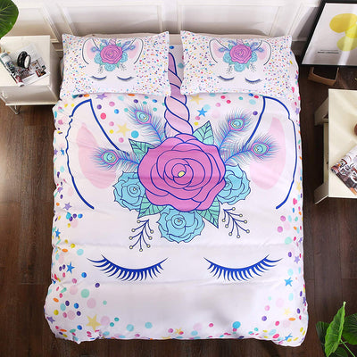 Sleeping Unicorn White Duvet Cover