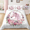 White Unicorn Duvet Cover Surrounded By Flowers