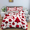 White Duvet Cover Red Christmas Object