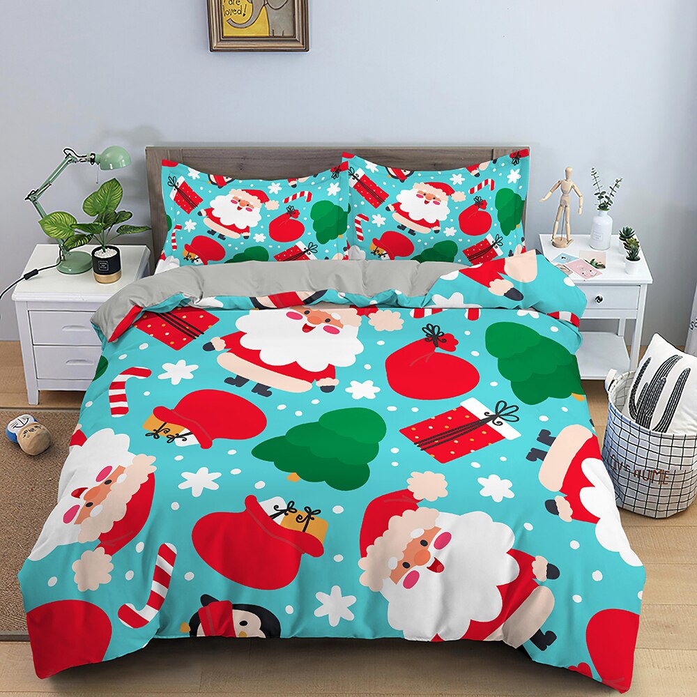 Santa Claus Light Blue Duvet Cover