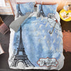 Paris Rain Blue Duvet Cover