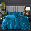 Blue Turquoise Satin Duvet Cover