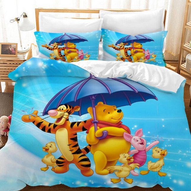 Winnie The Pooh And The Ducks Blue Duvet Cover