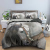 White And Gray Horse Duvet Cover