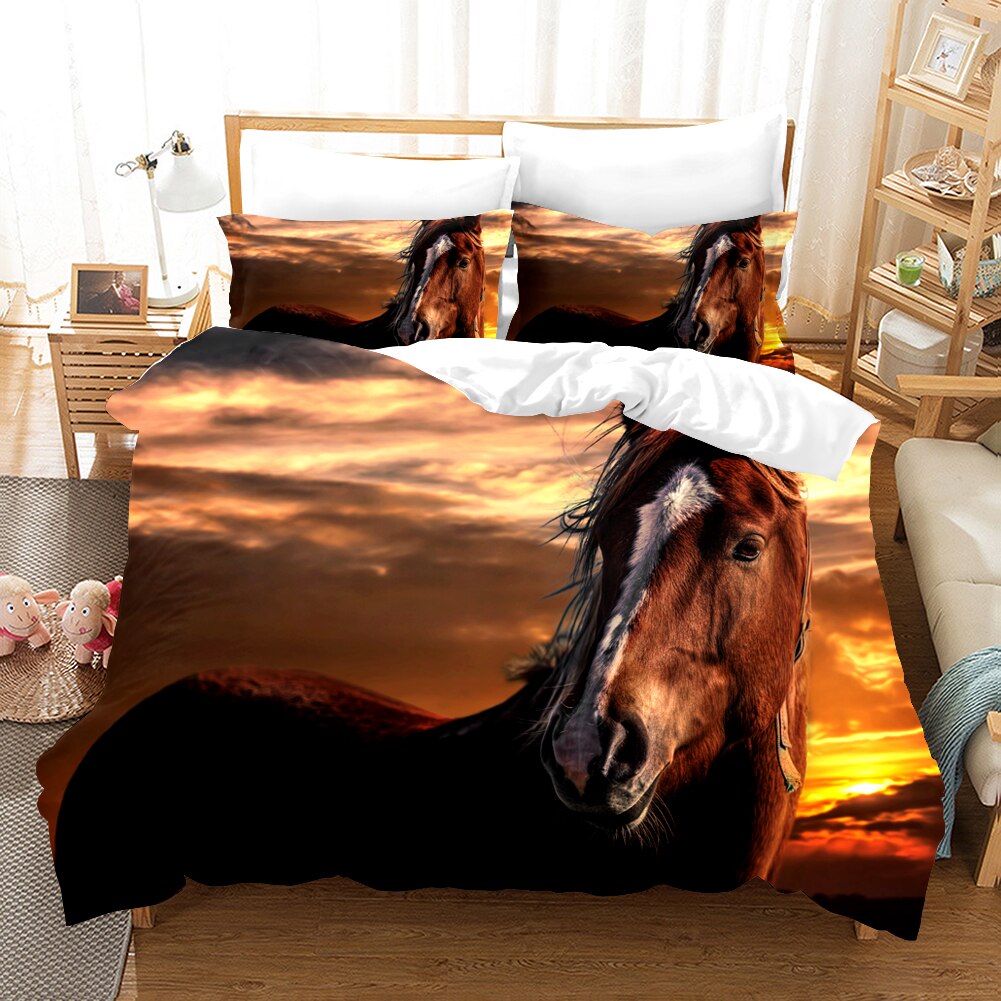 Sunset Brown Horse Duvet Cover