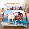 White And Brown Horses Duvet Cover