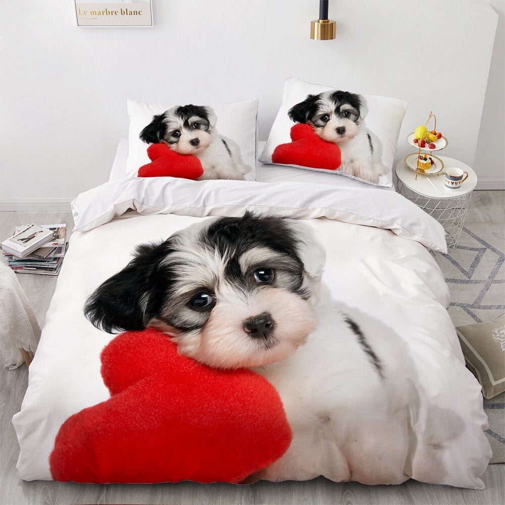 Cute Puppy With A Heart Duvet Cover