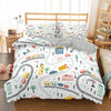 Little Train And Car Circuit Duvet Cover