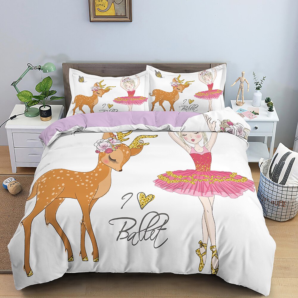 Ballet Dancer And Her Fawn Duvet Cover