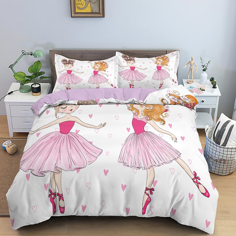 Ballet Dancers Duvet Cover In Pink