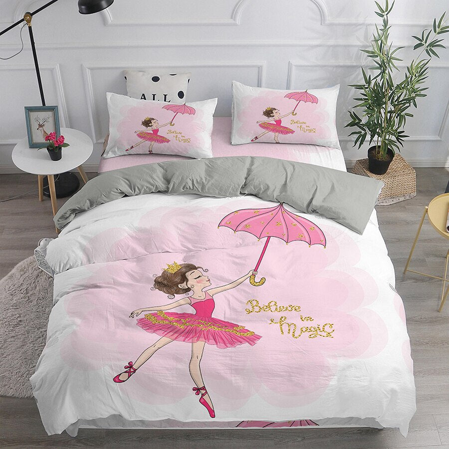 Dancer Duvet Cover With Pink And Gold Tutu