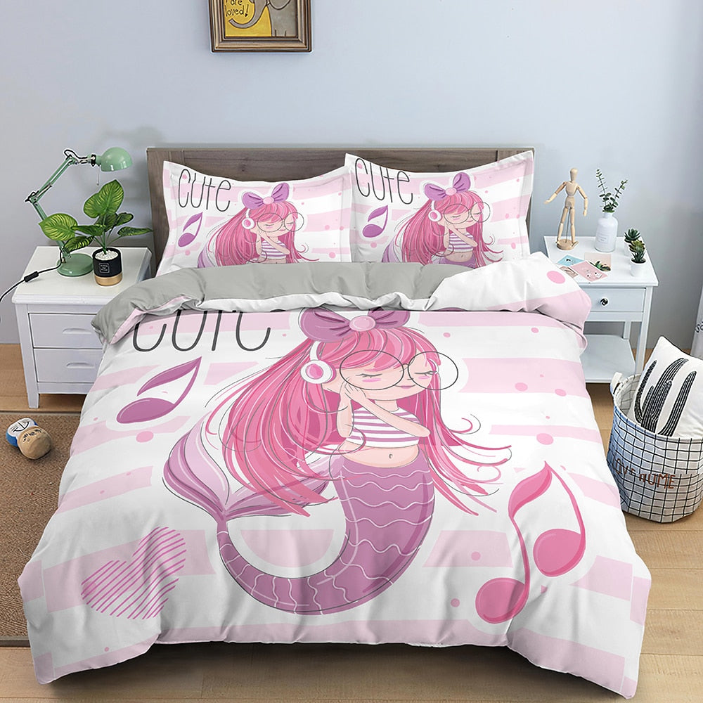 Mermaid Duvet Cover Listening To Music