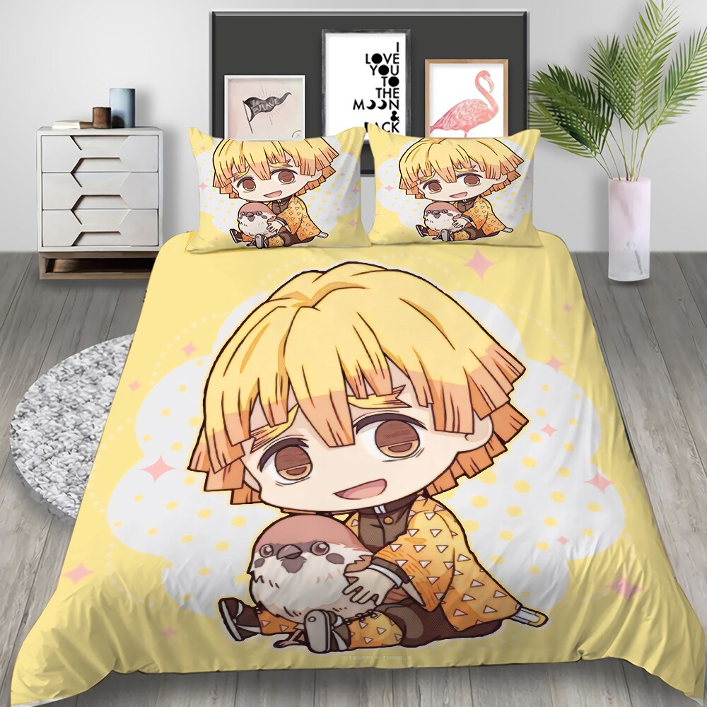 Demon Slayer Yellow Duvet Cover Zenitsu Doll