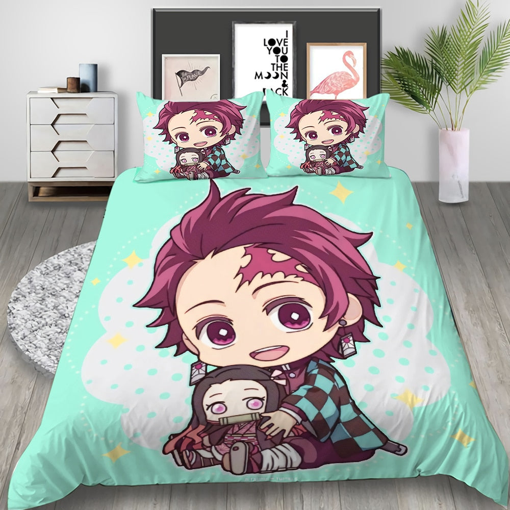 Demon Slayer Tanjiro Doll Green Duvet Cover